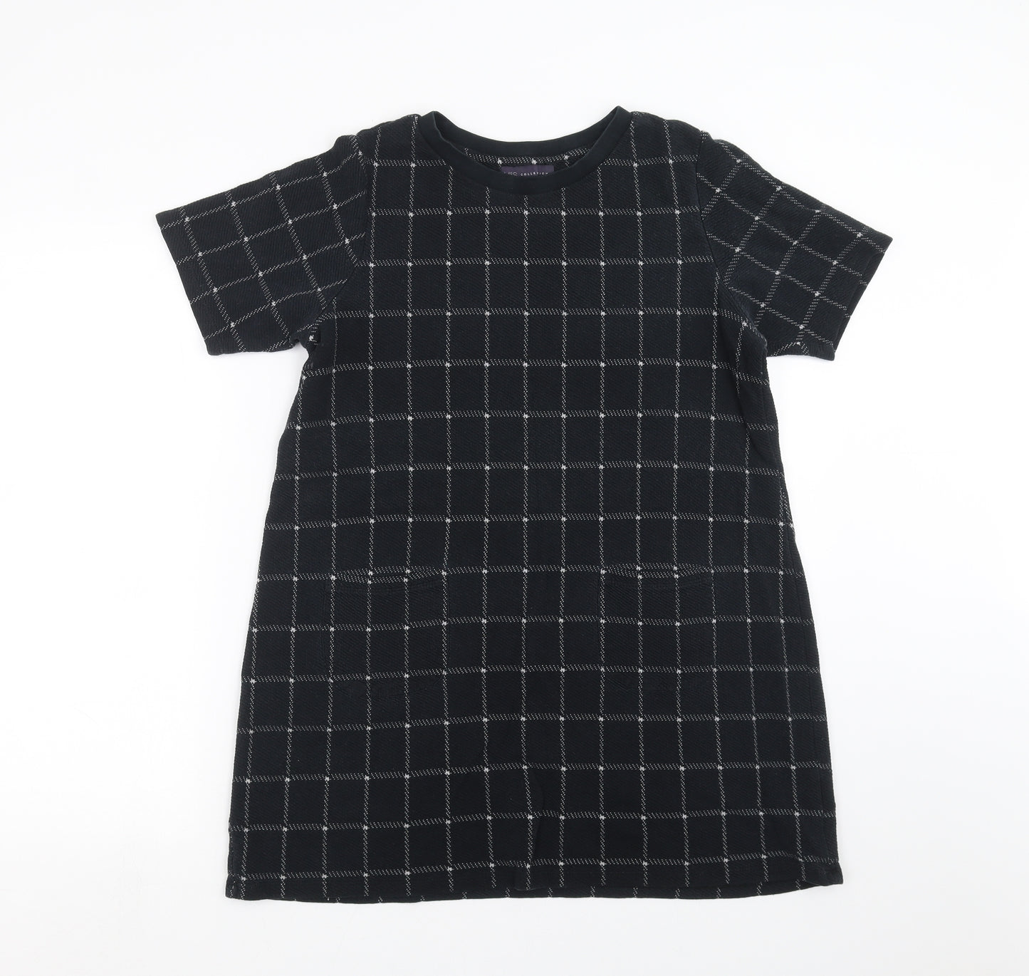 Marks and Spencer Womens Black Check  T-Shirt Dress  Size 16