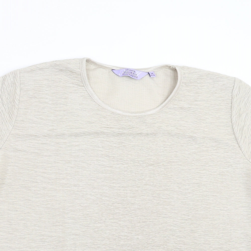 Honor Milburn Womens Beige   Basic T-Shirt Size 14