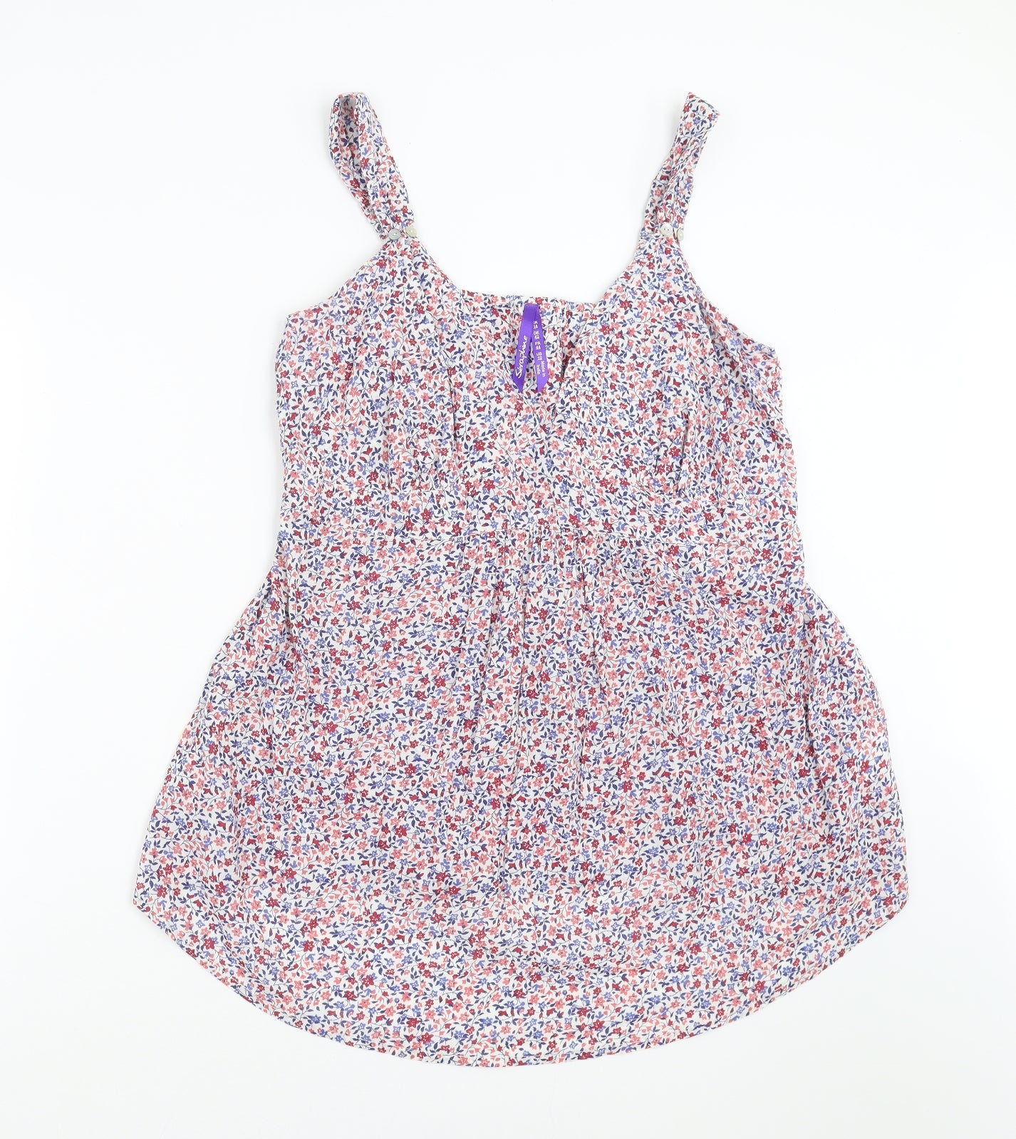 Seraphina Womens Blue Floral  Basic Blouse Size 14