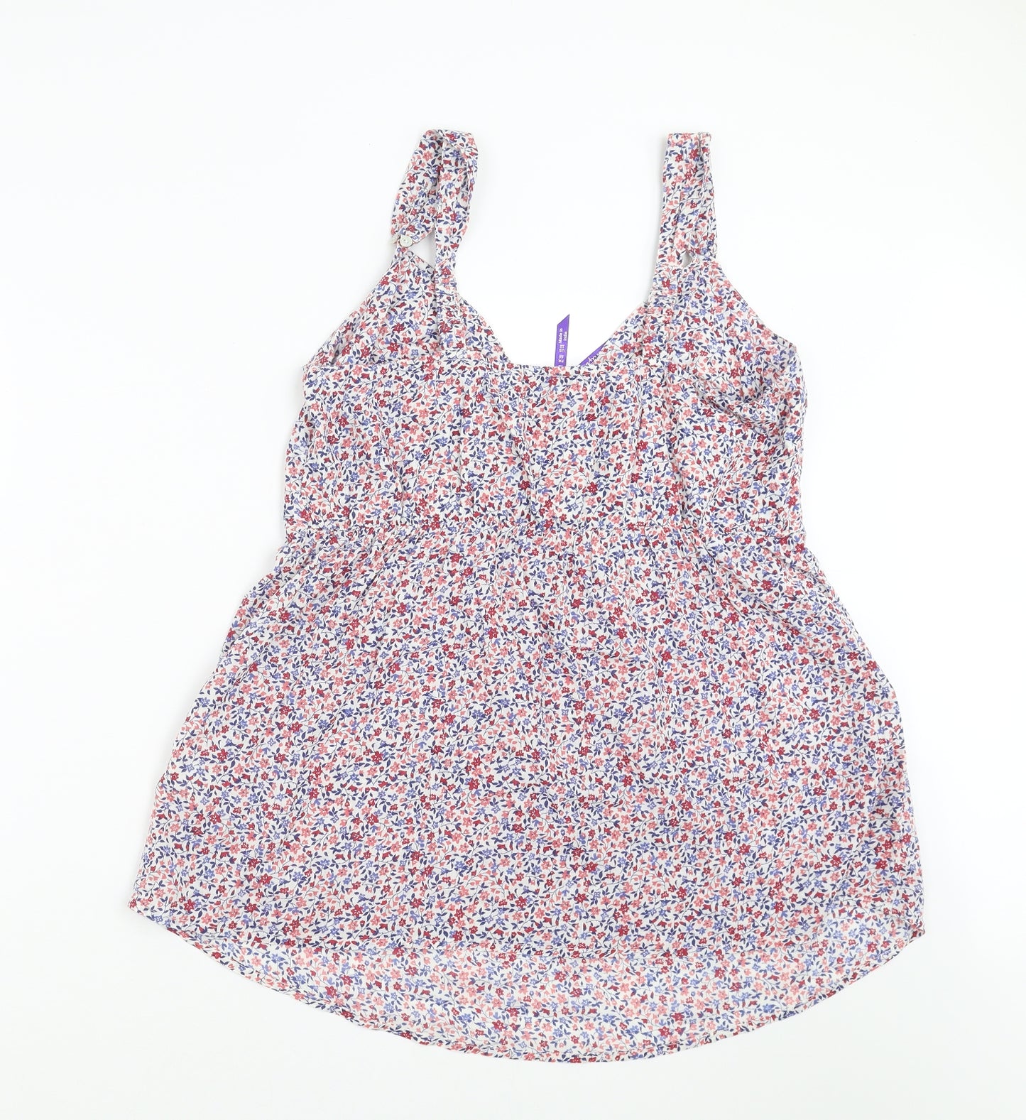 Seraphina Womens Blue Floral  Basic Blouse Size 14