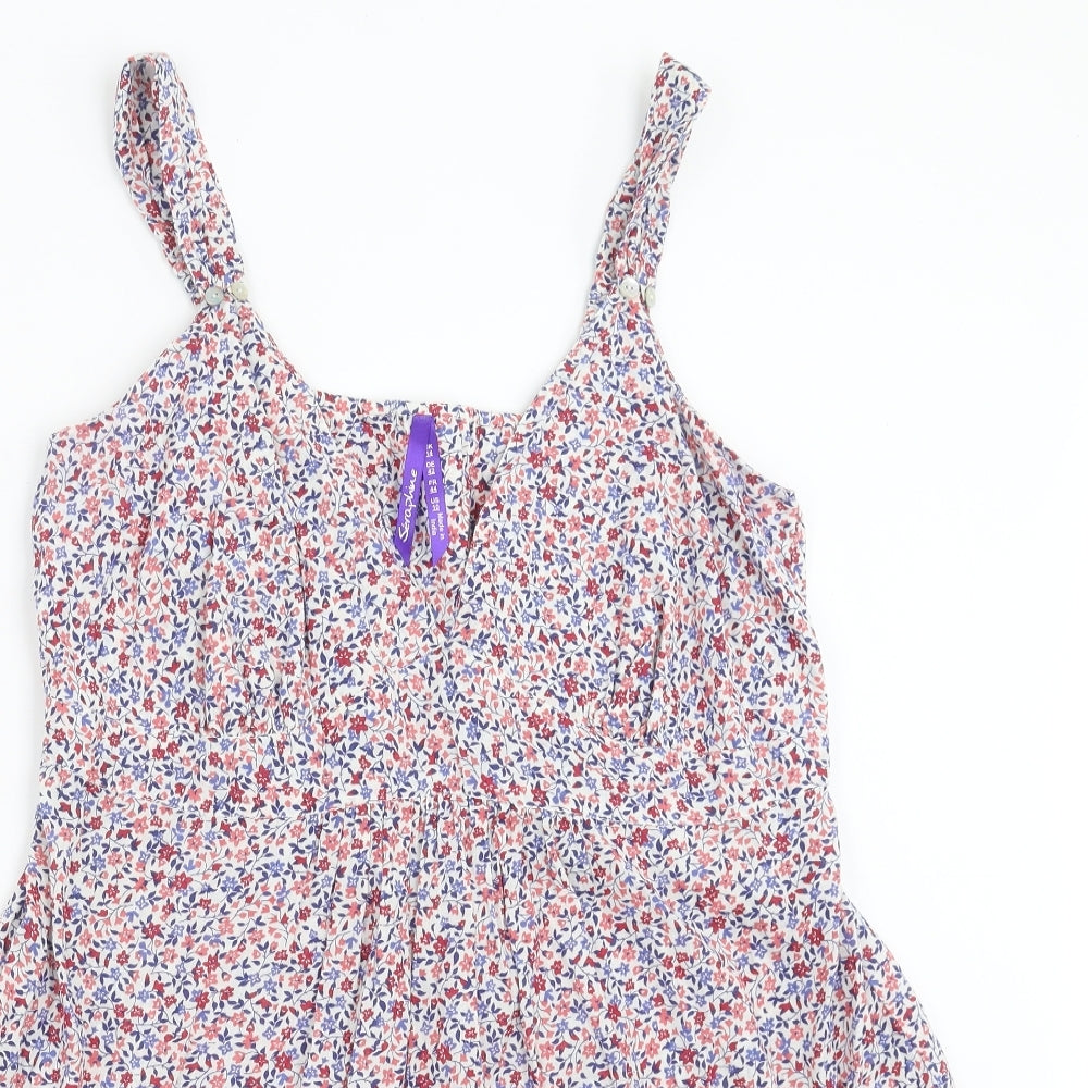Seraphina Womens Blue Floral  Basic Blouse Size 14