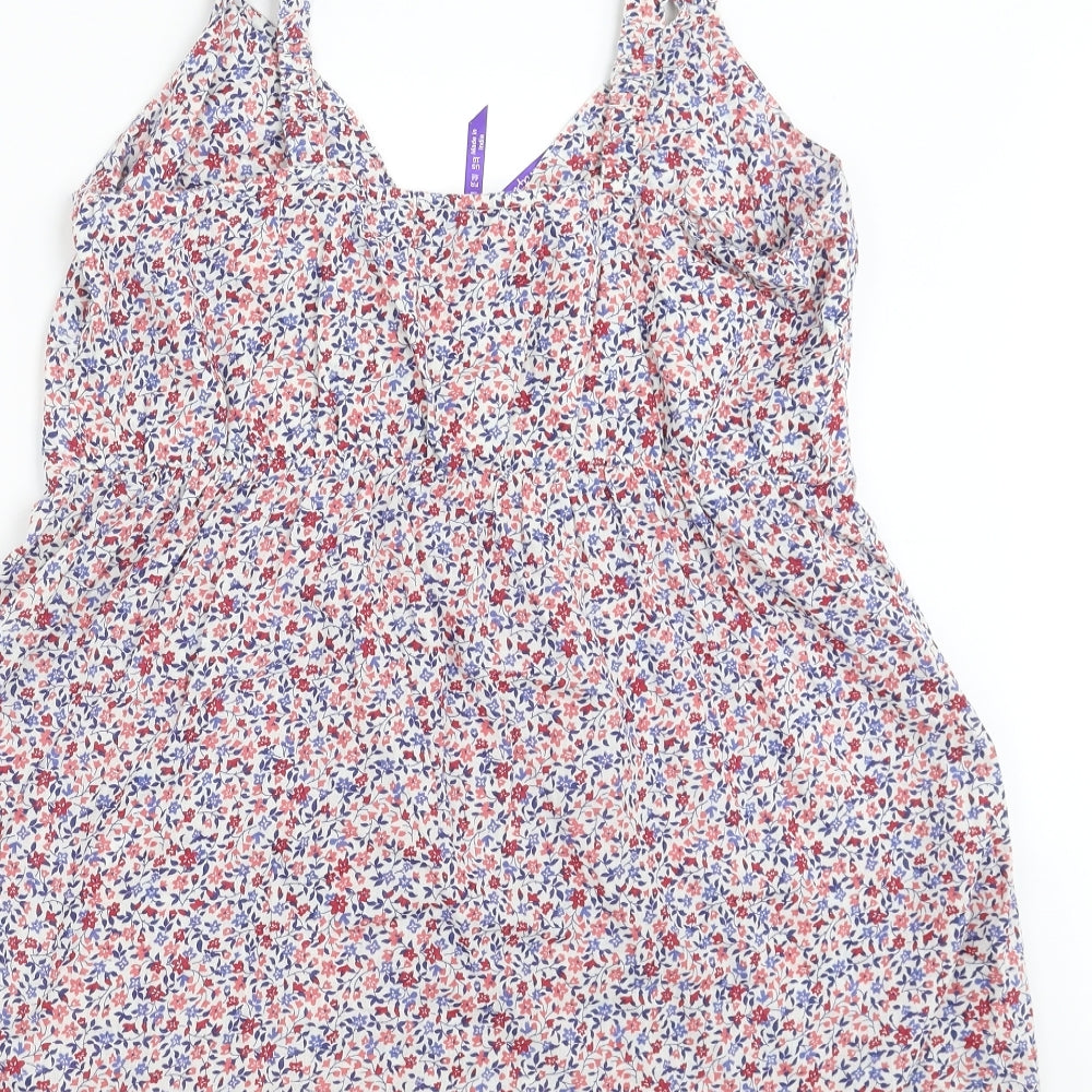 Seraphina Womens Blue Floral  Basic Blouse Size 14