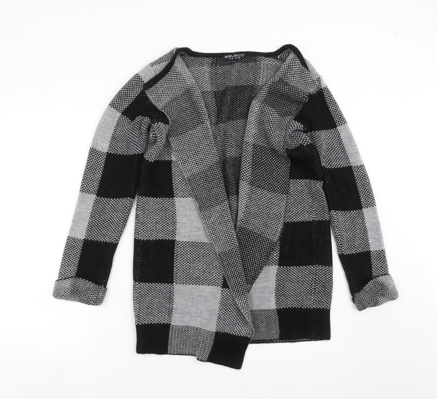 Select Womens Grey Check Knit Cape Jumper Size 10