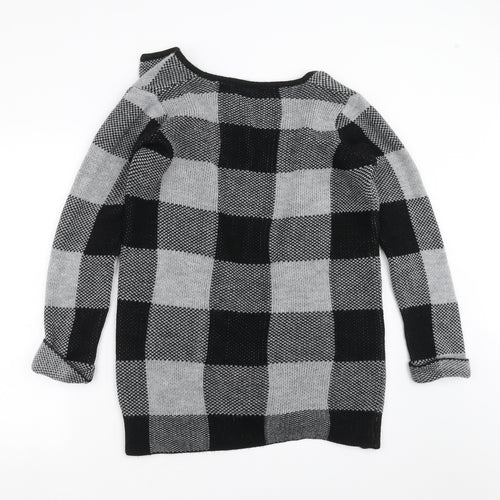 Select Womens Grey Check Knit Cape Jumper Size 10