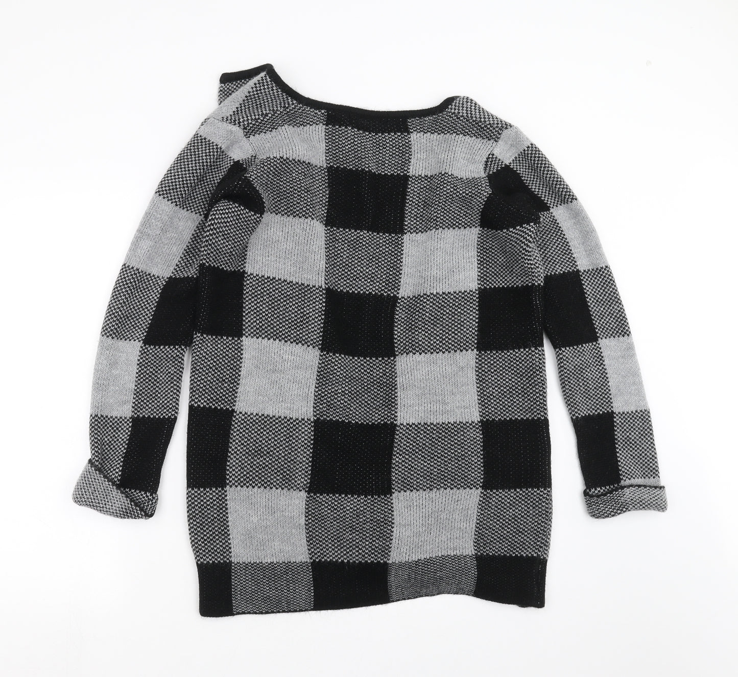 Select Womens Grey Check Knit Cape Jumper Size 10