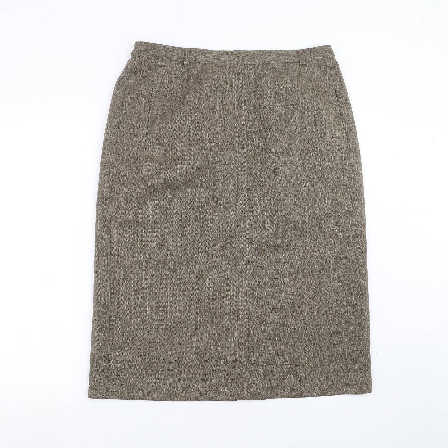 Berketex Womens Beige Herringbone  Straight & Pencil Skirt Size 16