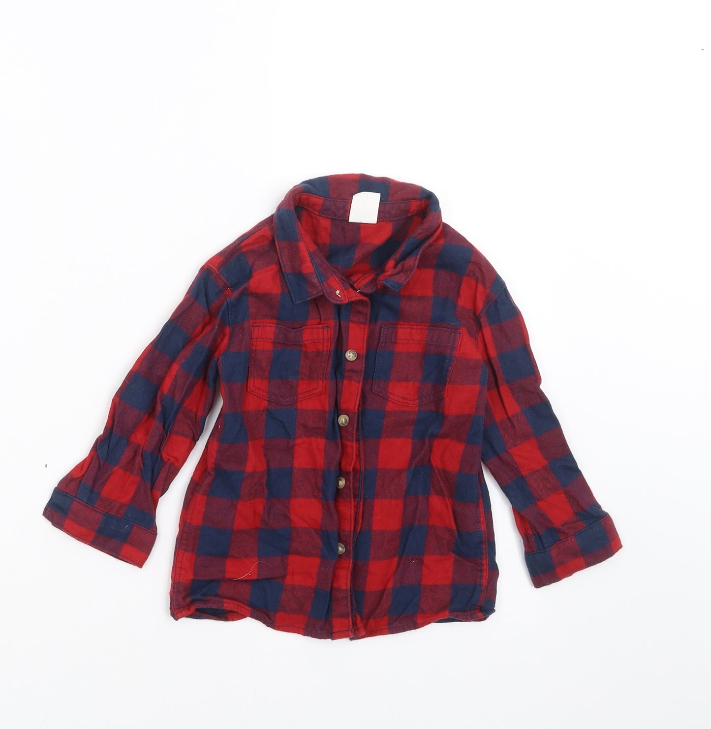 H&M Boys Red Check  Basic Button-Up Size 12-18 Months