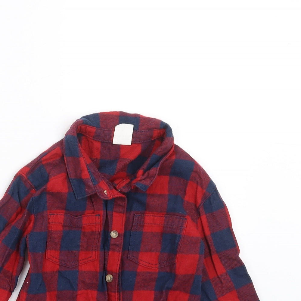 H&M Boys Red Check  Basic Button-Up Size 12-18 Months