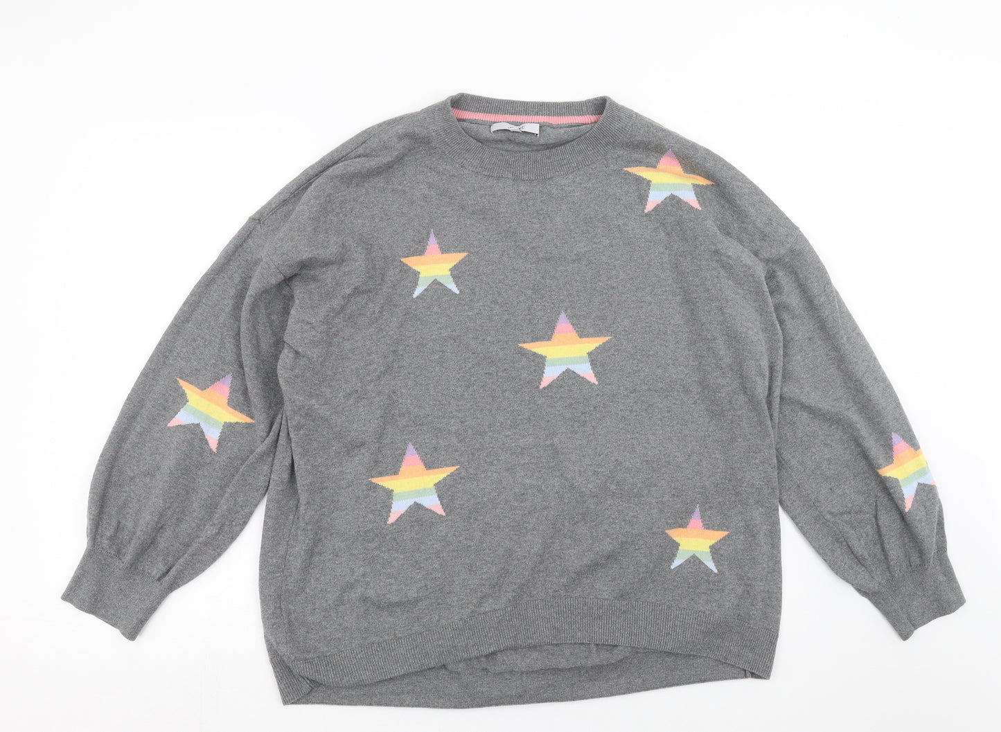 NEXT Womens Grey  Knit Pullover Jumper Size L  - Star Pattern