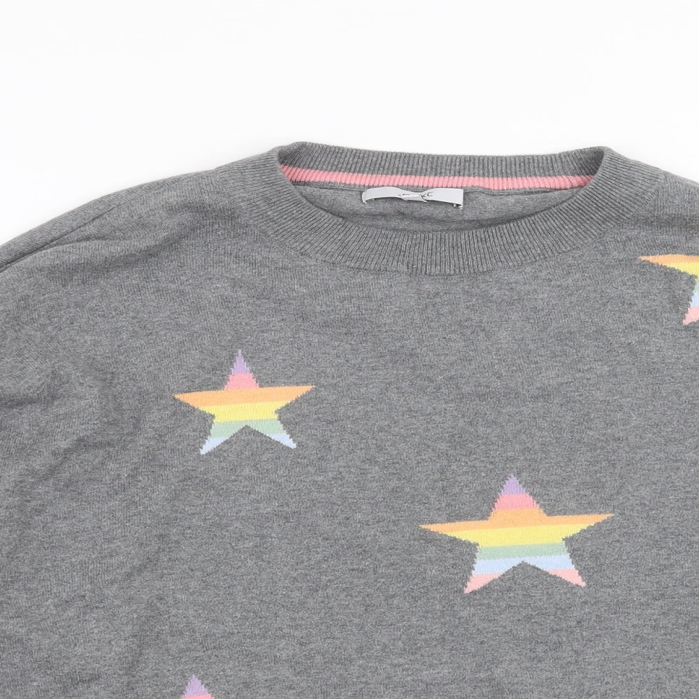 NEXT Womens Grey  Knit Pullover Jumper Size L  - Star Pattern