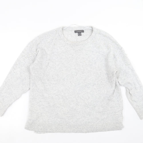 Primark Womens Grey  Knit Pullover Jumper Size M  - beaded