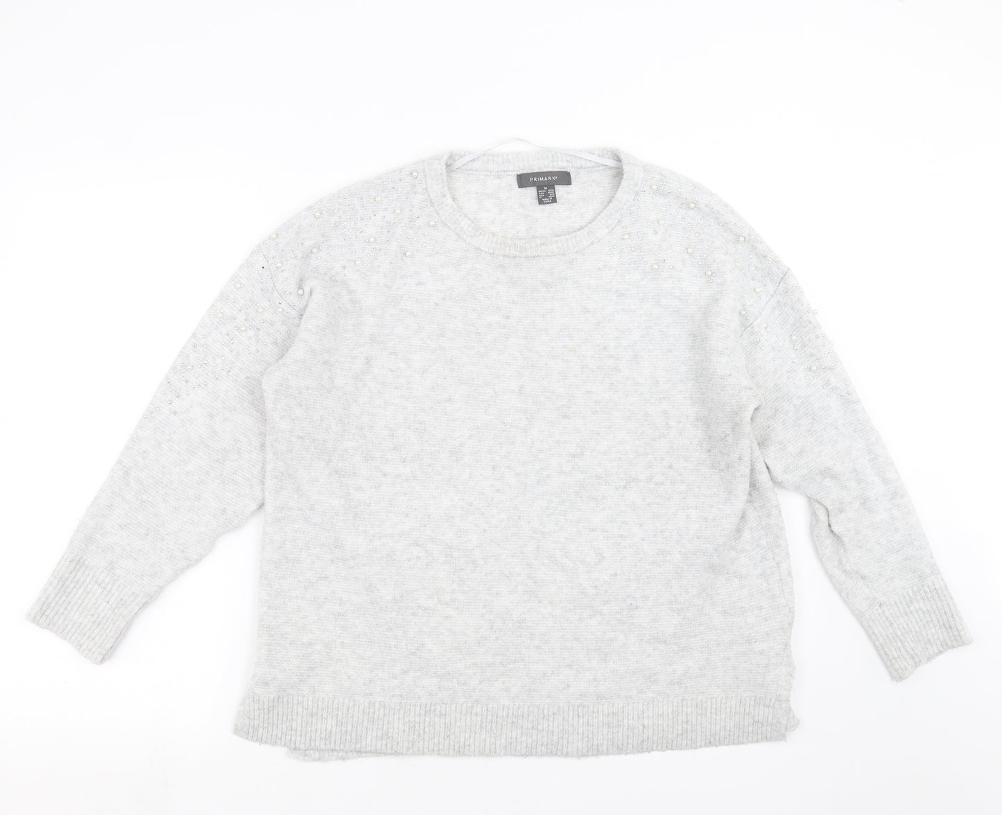 Primark Womens Grey  Knit Pullover Jumper Size M  - beaded