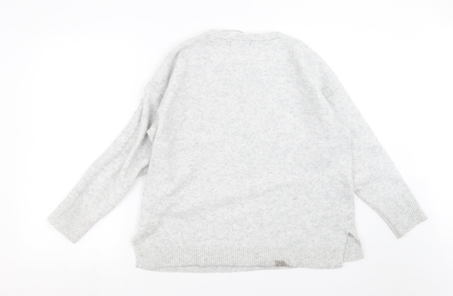 Primark Womens Grey  Knit Pullover Jumper Size M  - beaded