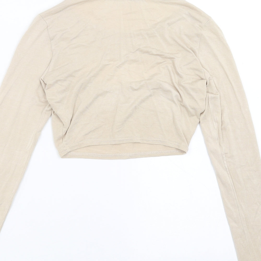 PRETTYLITTLETHING Womens Beige   Cropped T-Shirt Size 6