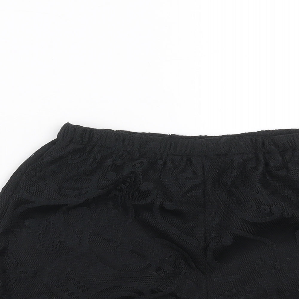 PRETTYLITTLETHING Womens Black Floral  Hot Pants Shorts Size 2 - lace detail