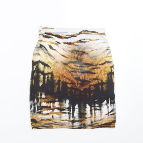 PRETTYLITTLETHING Womens Brown   Mini Skirt Size 4