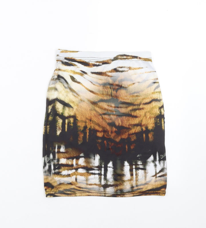 PRETTYLITTLETHING Womens Brown Mini Skirt Size 4