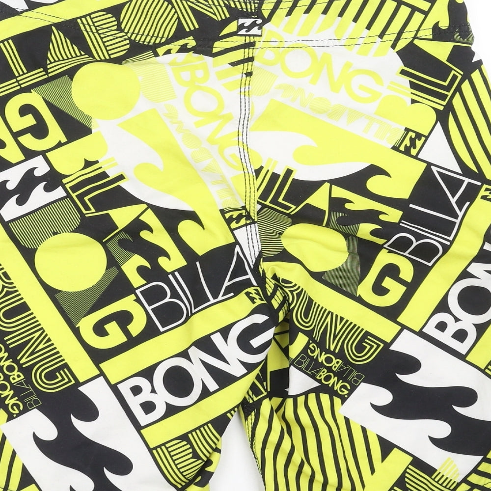 Billabong Mens Yellow Geometric  Bermuda Shorts Size 31 in