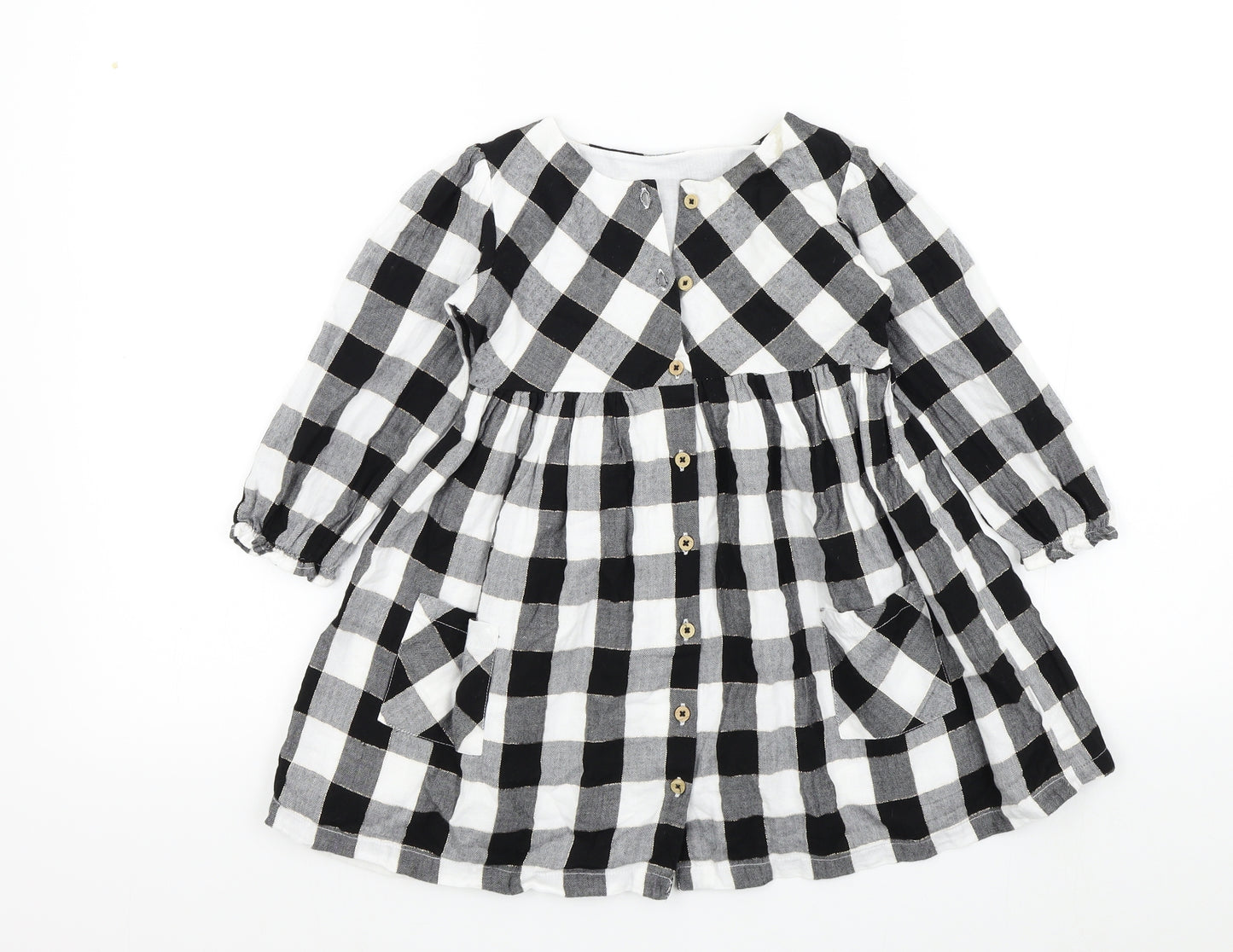 Matalan Girls Black Check  Fit & Flare  Size 3-4 Years