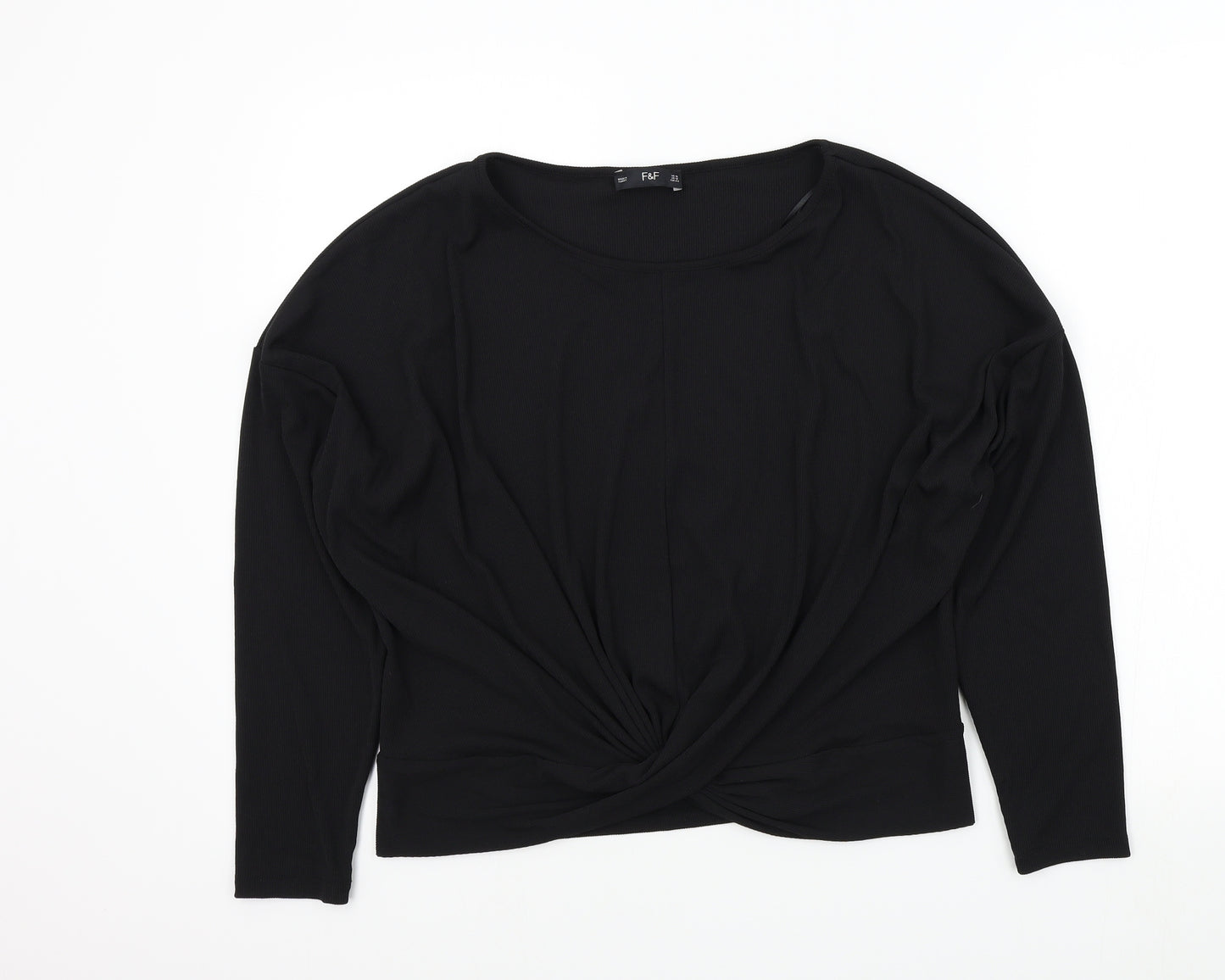 F&F Womens Black Colourblock  Basic T-Shirt Size 16