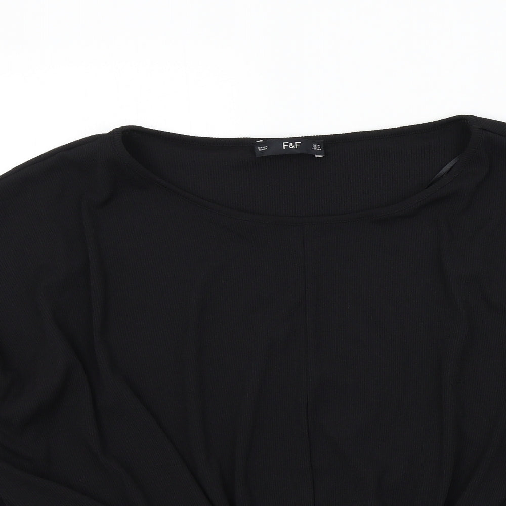 F&F Womens Black Colourblock  Basic T-Shirt Size 16