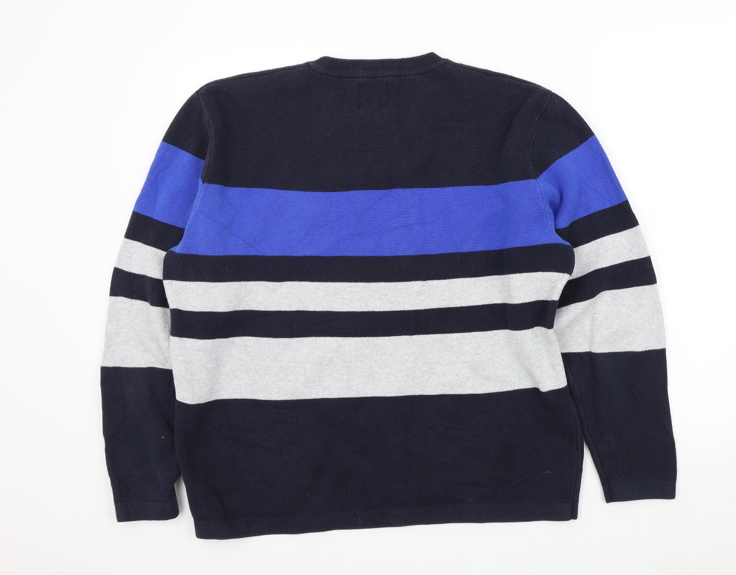 Burton Menswear Mens Blue Striped  Pullover Jumper Size L