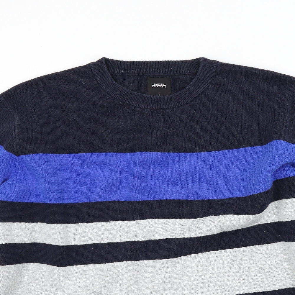 Burton Menswear Mens Blue Striped  Pullover Jumper Size L