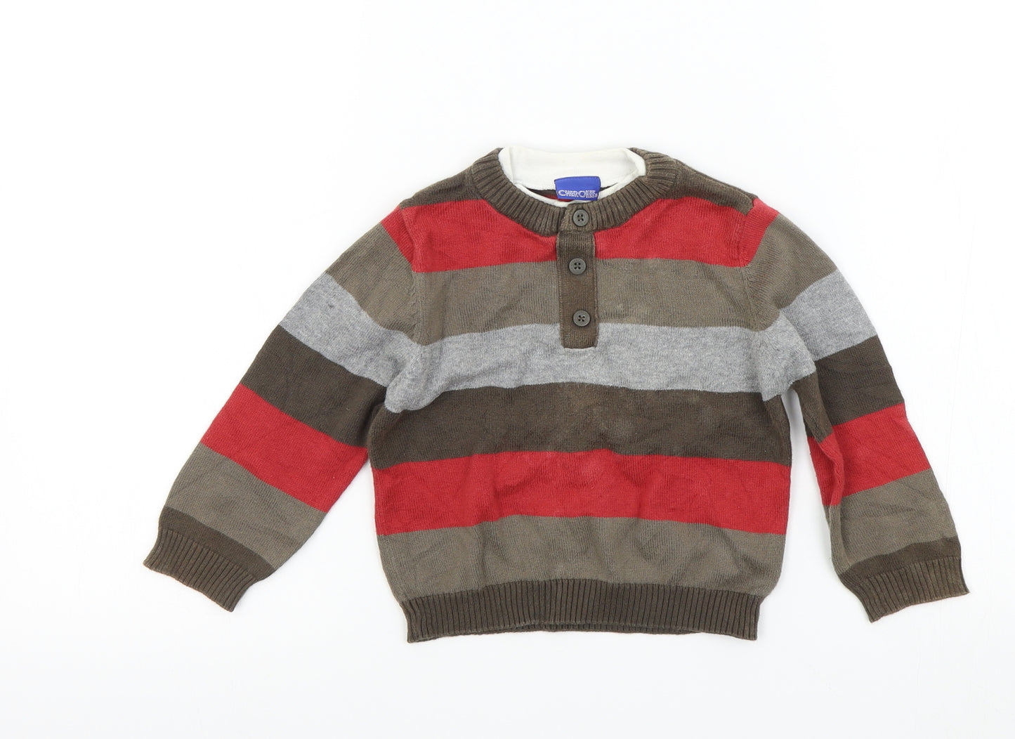 Cherokee Boys Brown Striped  Pullover Jumper Size 2 Years