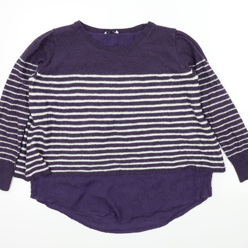 DASH Womens Blue Striped  Pullover Jumper Size 18