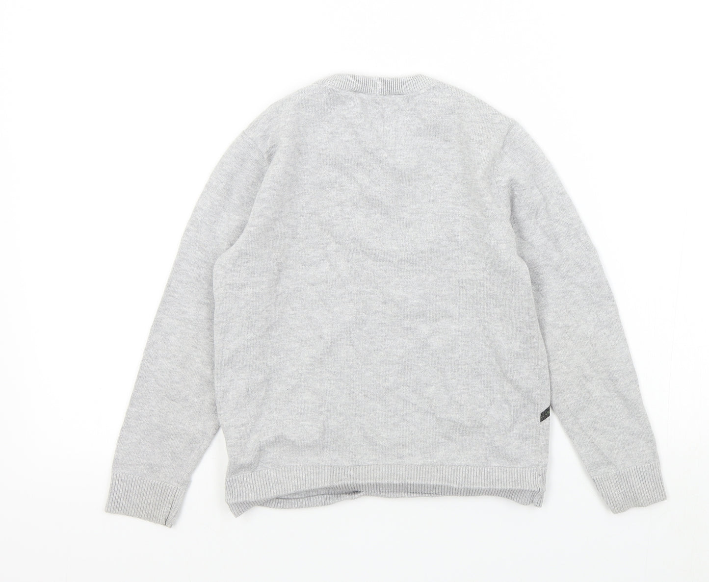 H&M Boys Grey Colourblock  Pullover Jumper Size 7-8 Years  - dinasours