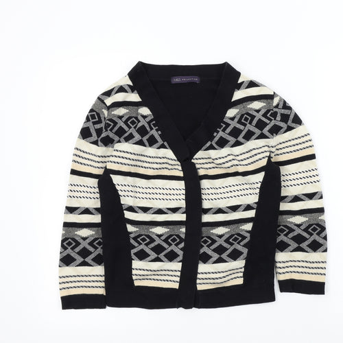 M&S Womens Black Geometric  Cardigan Jumper Size 10