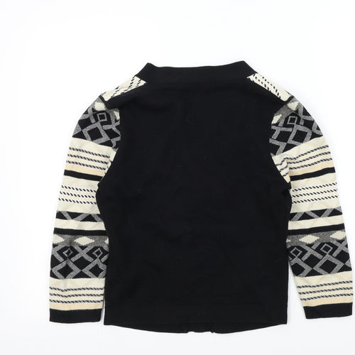 M&S Womens Black Geometric  Cardigan Jumper Size 10