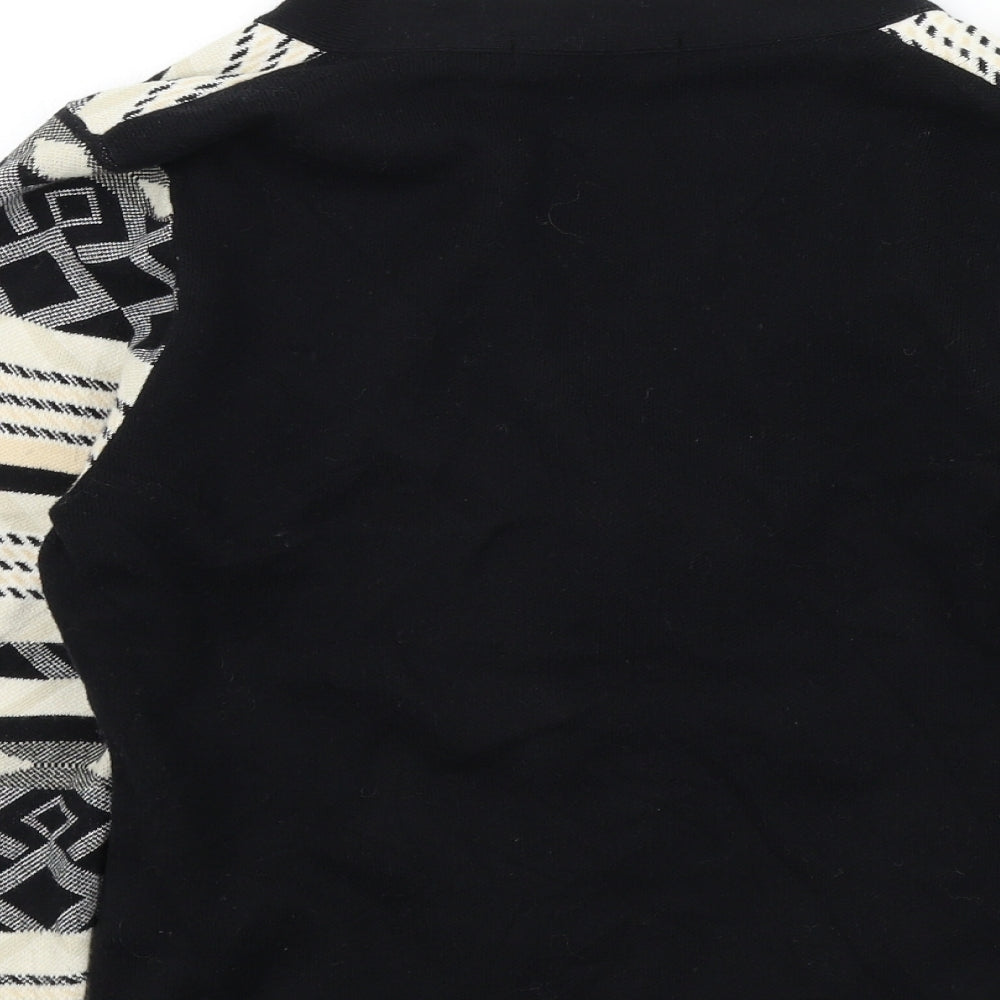 M&S Womens Black Geometric  Cardigan Jumper Size 10