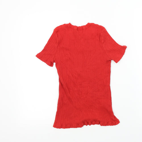 Zara Womens Red Colourblock  Basic T-Shirt Size M