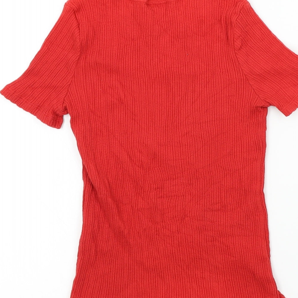 Zara Womens Red Colourblock  Basic T-Shirt Size M