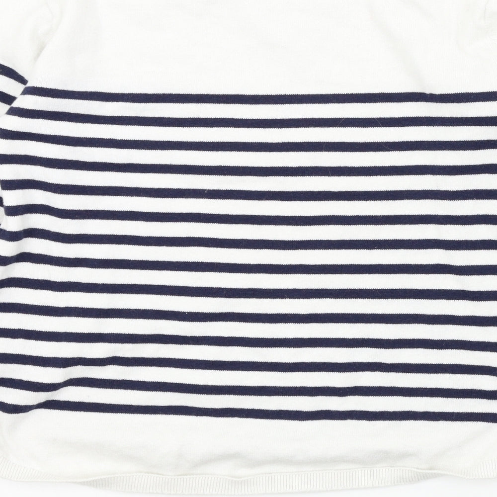 H&M Girls White Striped  Henley Jumper Size 10-11 Years