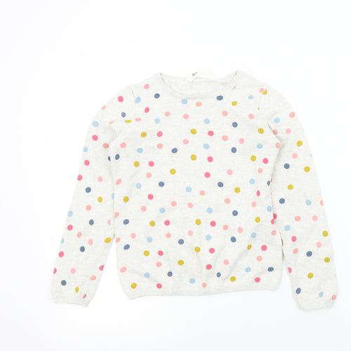 H&M Girls Grey Spotted  Pullover Jumper Size 8-9 Years