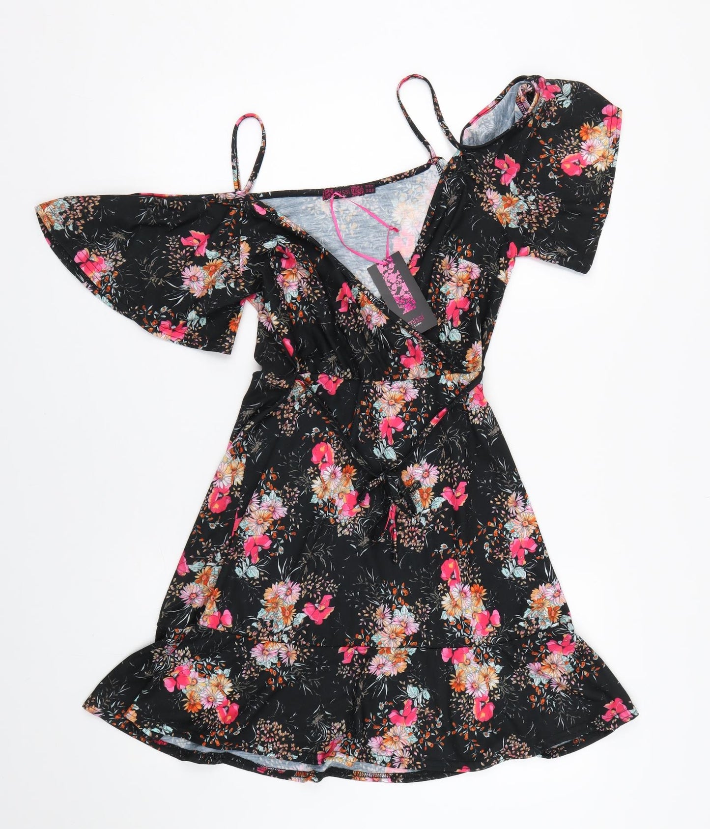 Missi Womens Black Floral  Tank Dress  Size 10