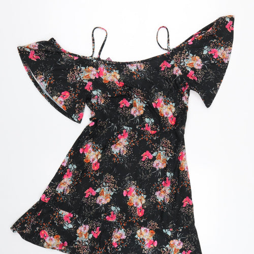 Missi Womens Black Floral  Tank Dress  Size 10