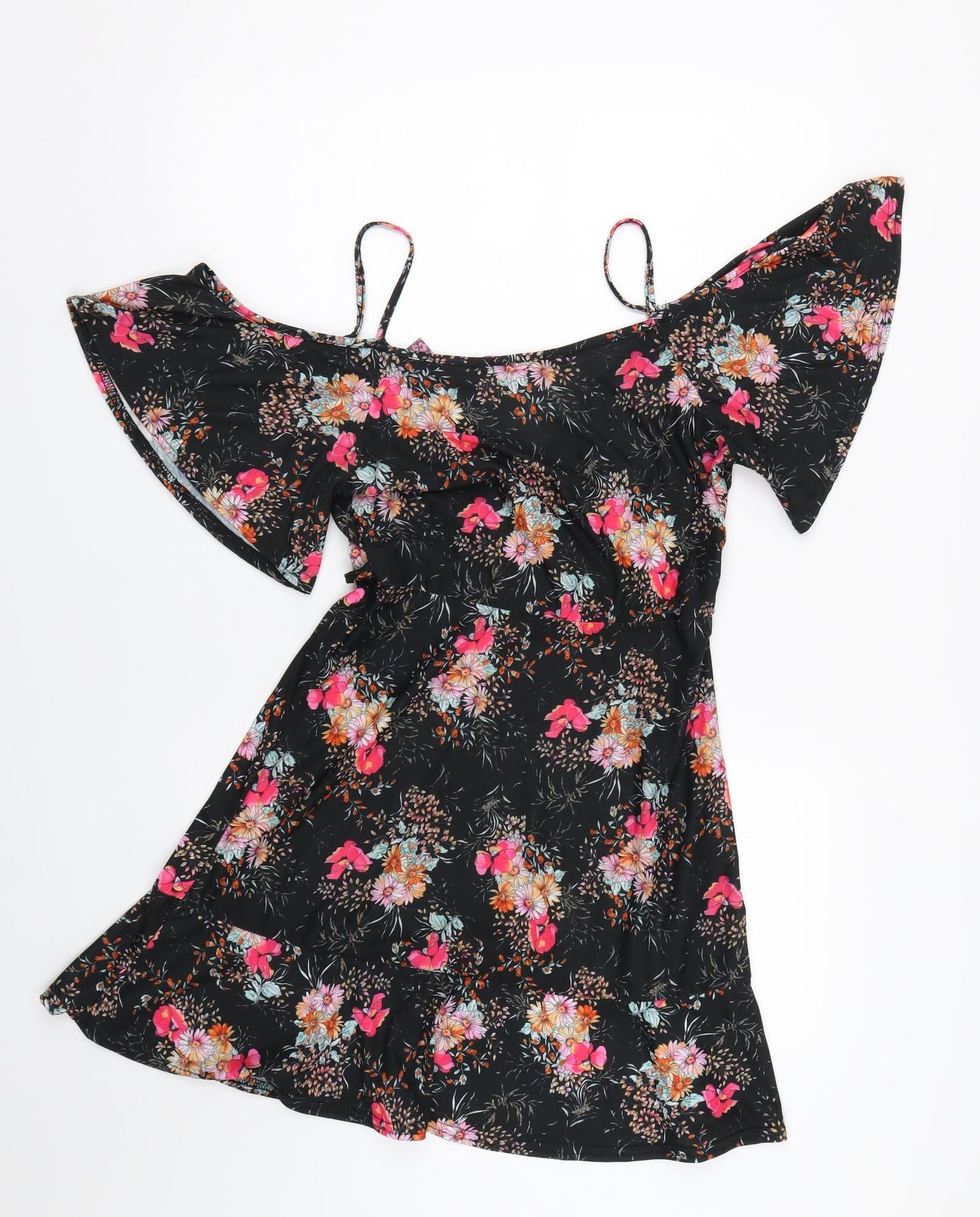 Missi Womens Black Floral  Tank Dress  Size 10