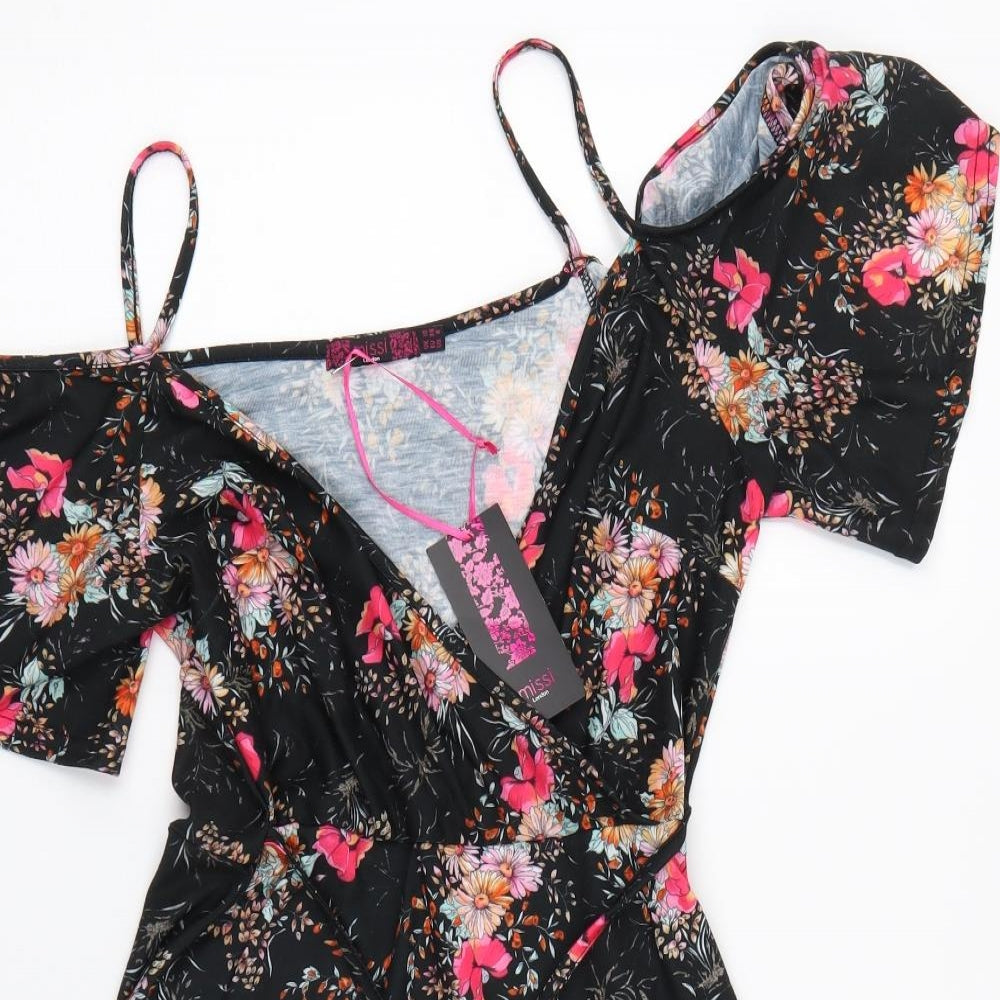 Missi Womens Black Floral  Tank Dress  Size 10