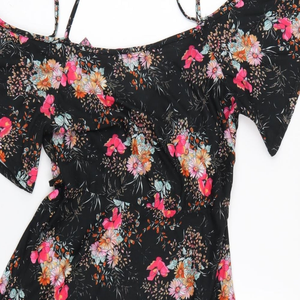 Missi Womens Black Floral  Tank Dress  Size 10