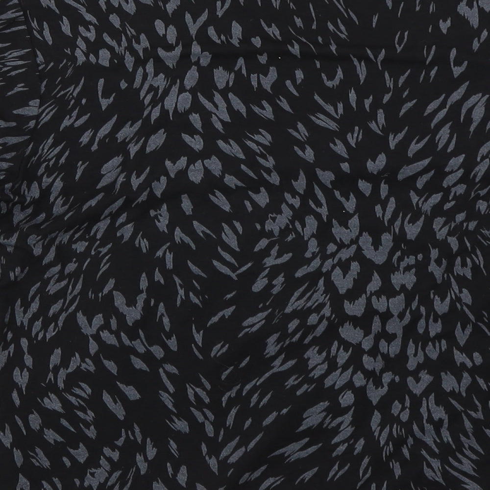 M&Co Womens Black Animal Print  Basic T-Shirt Size 16