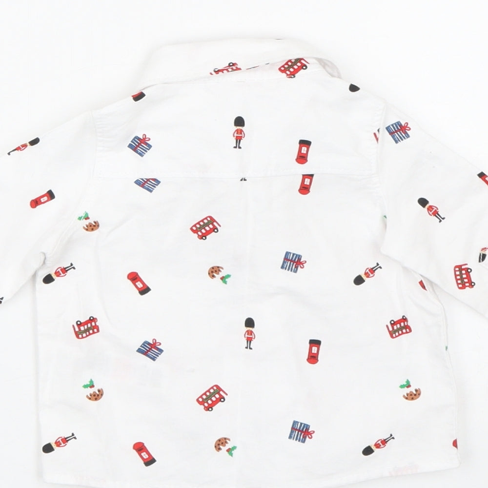 F&F Boys White Polka Dot  Basic Button-Up Size 0-3 Months  - Christmas 0-1 month
