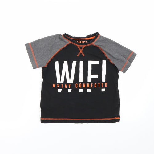 Matalan Boys Black   Basic T-Shirt Size 7 Years  - WIFI