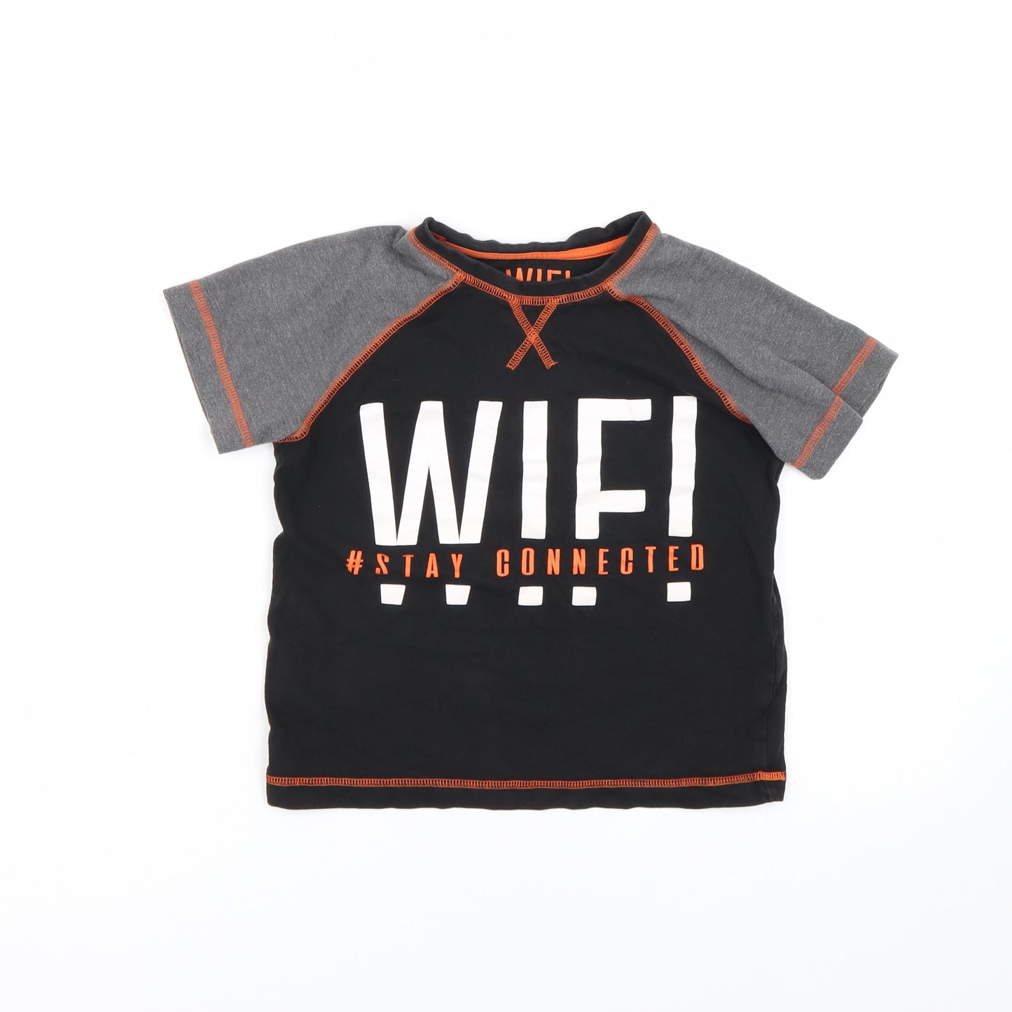 Matalan Boys Black   Basic T-Shirt Size 7 Years  - WIFI