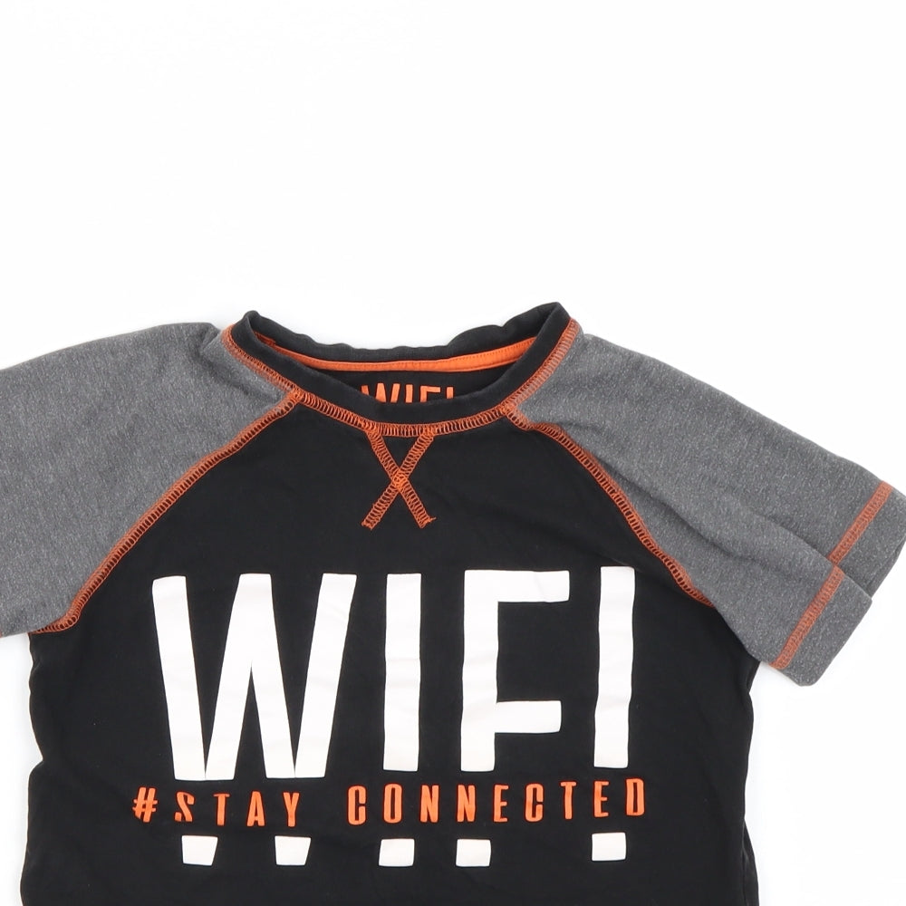Matalan Boys Black   Basic T-Shirt Size 7 Years  - WIFI