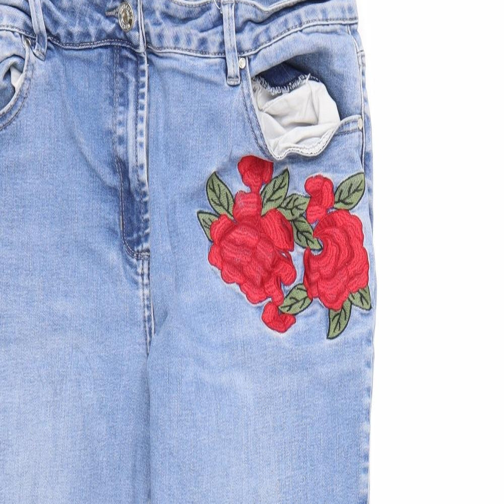 Matalan Womens Blue Floral  Straight Jeans Size 16 L24 in