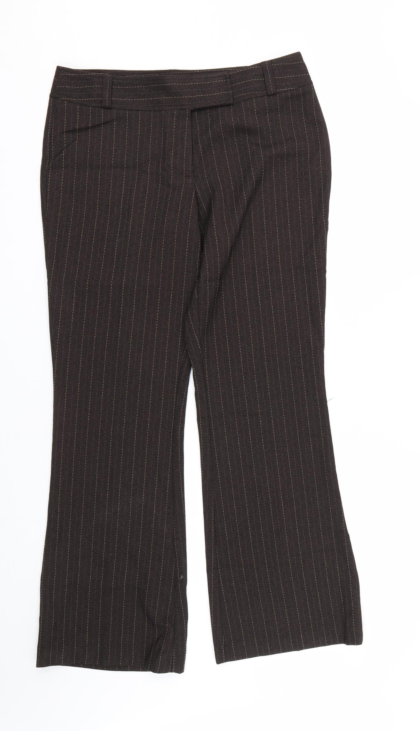 F&F Womens Brown Striped  Trousers  Size 12 L29 in