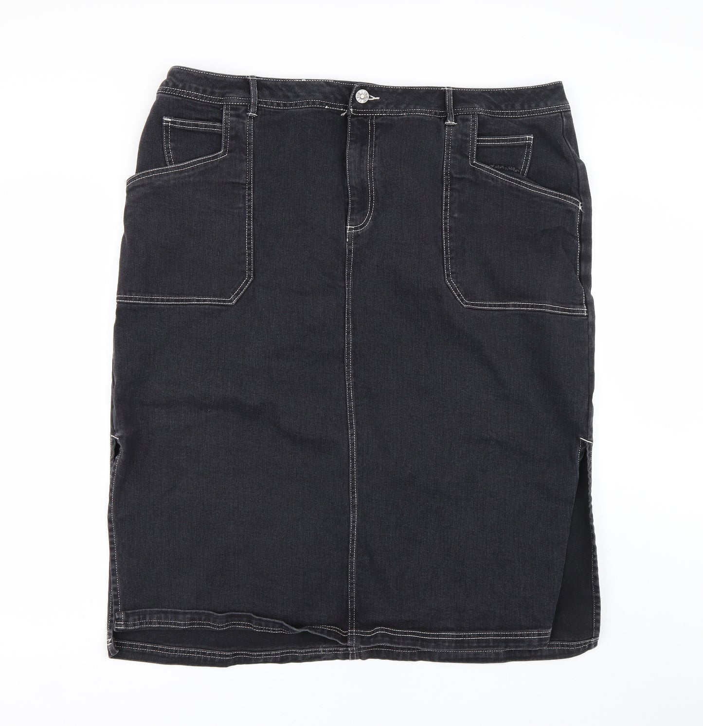 Very Womens Black  Denim Bandage Skirt Size 24